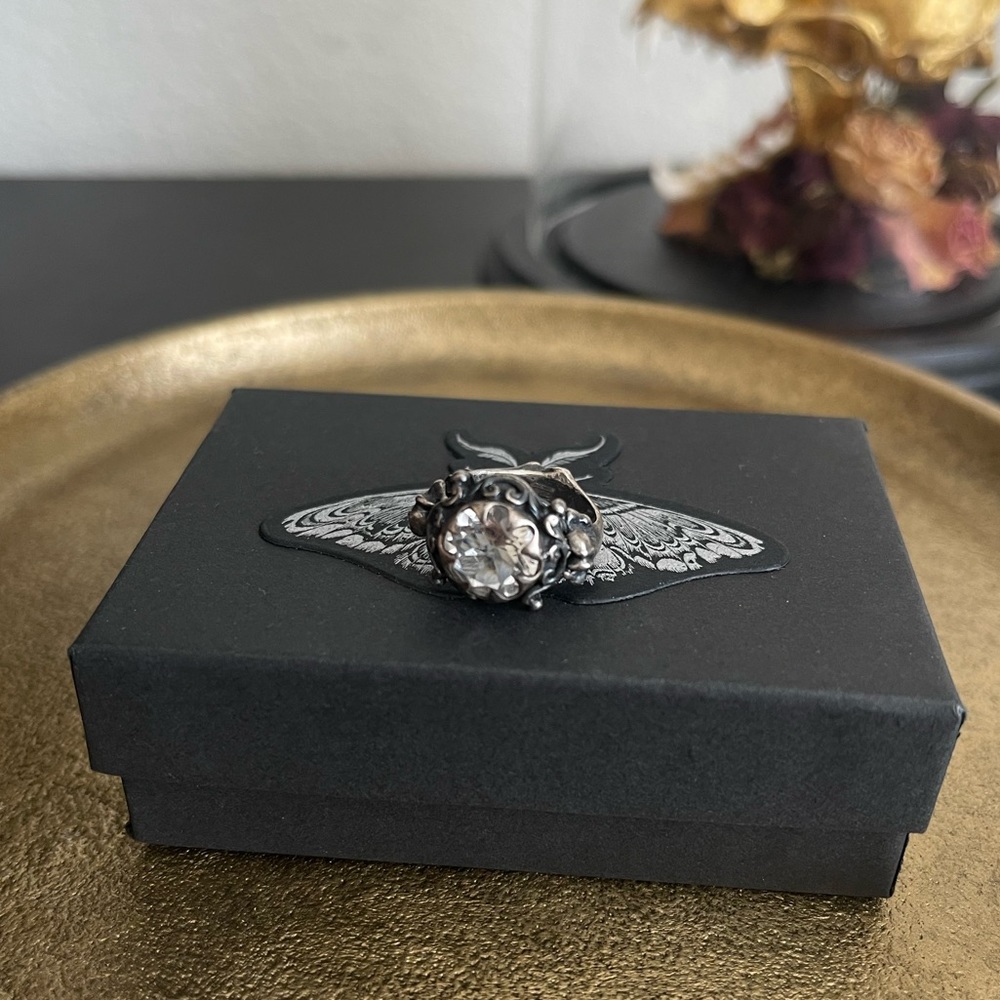 Bloodmilk Clear Quartz Belonging to the Darkness pt. 2 Sterling Silver size 4